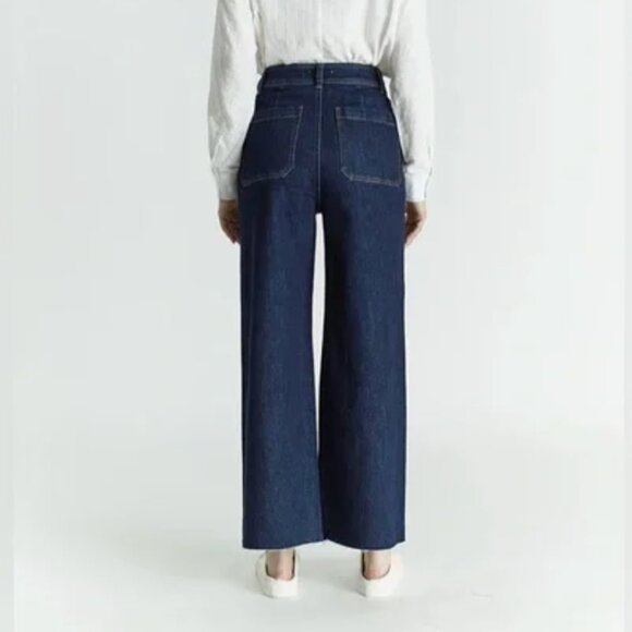 Oat New York Women's High Rise Patch Pocket Wide Leg Jeans, Light Wash Size 6/28 - Picture 12 of 12